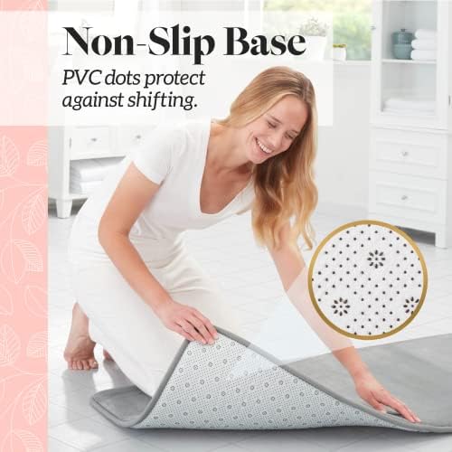 Memory Foam Bath Mat Non Slip Absorbent Super Cozy Velvet Bathroom Rug Carpet (22 inches X 36 inches, Grey)