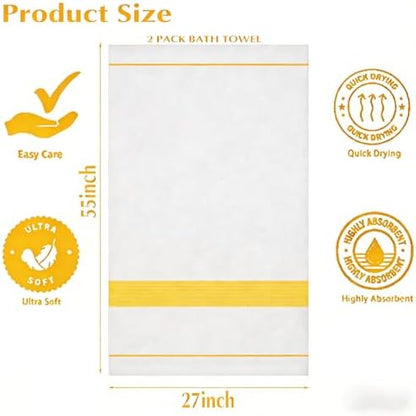 2-Pack Microfiber Bath Towels (27x54 Inches) - Ultra Soft & Quick Dry, 3X Absorbency, Lightweight for Gym, Yoga, Travel & Spa - Perfect for Home, Fitness & Post-Workout