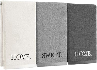 FuWeave 3 Pcs Decorative Hand Towels Bathroom Set,Gray,Home Sweet Home