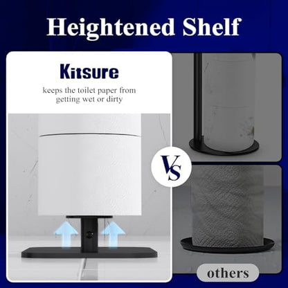 Kitsure Metal Toilet Paper Holder Free Standing, Medium, Black