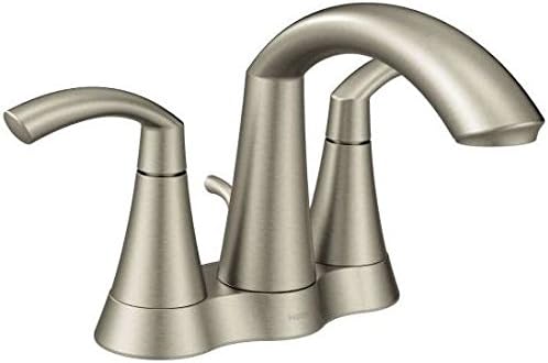 Moen Glyde Brushed Nickel Two-Handle High Arc Centerset Bathroom Faucet, 6172BN