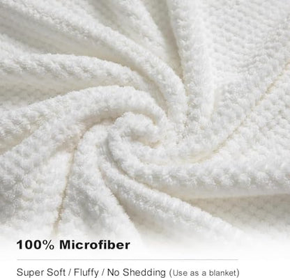 Smuge Bath Towel Set, 4-Piece 35x70 Inches, Extra Large Microfiber Bath Towels, Quick Dry, Lightweight, Soft, Highly Absorbent, White