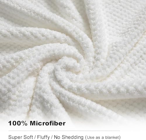 Smuge 8pcs Bath Towel Set, 2 Extra Large Bath Towel Sheets, 2 Hand Towels and 4 Washcloths- Highly Absorbent Microfiber,Ultra Soft Towel Set for Bathroom,Waffle Weave Design, Pack of 8 (White)