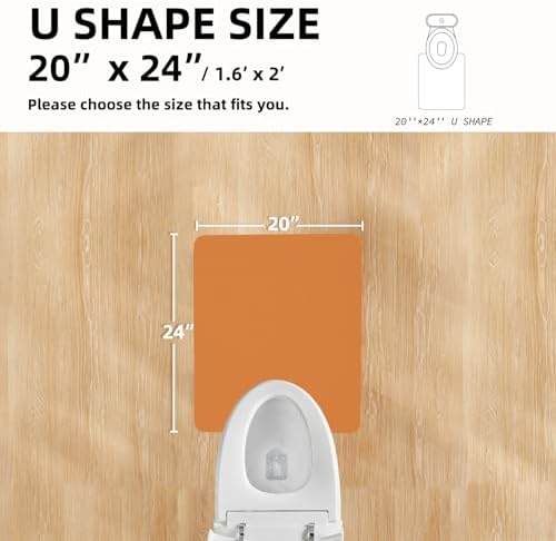 TYUU Thin Toilet Rug, Bathroom Rugs Non Slip, 20x24 U Shape Orange