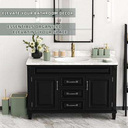 XLHOMO Bathroom Accessories Set - Gorgeous Bathroom Set, 10PC Sage Green Bathroom Accessory Set, Toilet Brush, Trash Can & Soap Dispenser