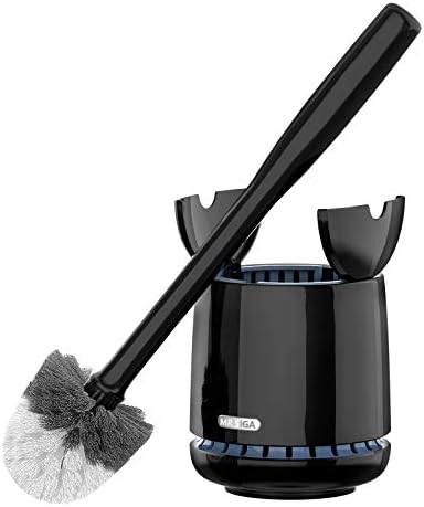 MR.SIGA Toilet Bowl Brush and Holder, Sturdy Long Handle, Black, 1 Pack