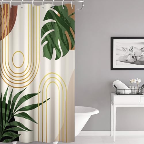 Boho Sage Green Shower Curtain for Bathroom 54x72 Inch