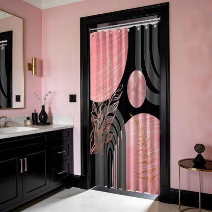 Pink and Black Stall Shower Curtain, 48X72 in Narrow Small, Mid Century