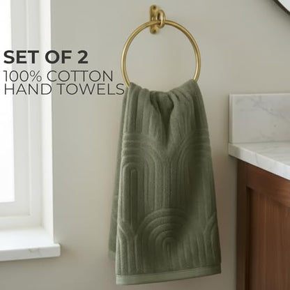 Decorative Hand Towels Set of 2 - Soft Boho Cotton for Bathroom or Kitchen
