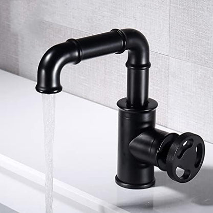 Modern Brass Bathroom Faucet with Hot and Cold Water Mixer Tap for Kitchen Contemporary Black Finish