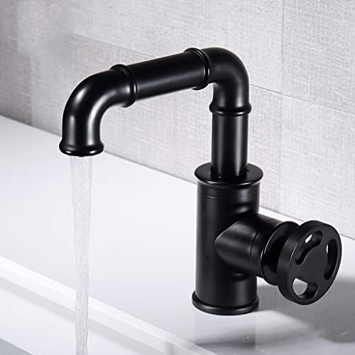 Modern Brass Bathroom Faucet with Hot and Cold Water Mixer Tap for Kitchen Contemporary Black Finish