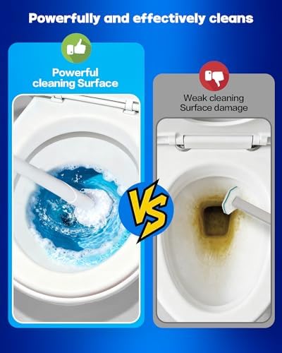 100 pack disposable toilet brush refills compatible with Clorox toilet brushes, water-activated foam, secure snap-on fit, non-scratch cleaning pads, hygienic disposable brush heads