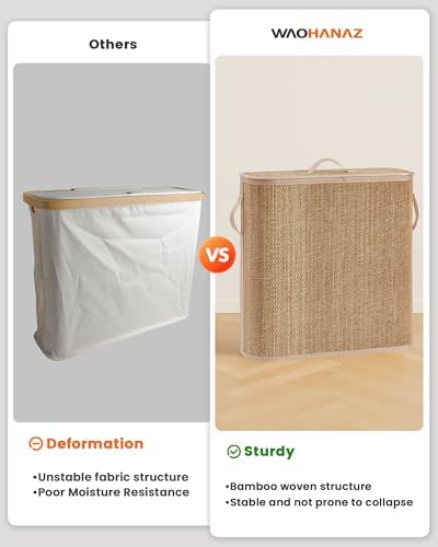 Bamboo Toilet Paper Storage Basket with Lid & Handle - 32L Large Capacity Handwoven Bathroom Organizer for 16 Rolls - Sturdy Stand Holder for Toilet Paper Organization, Carbon Brown