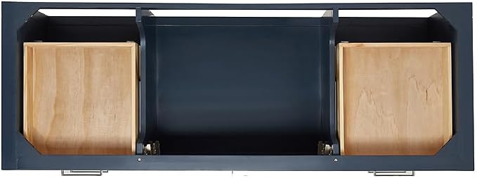 Olivia 60-Inch Midnight Blue Bathroom Vanity with Rectangular Sink, 1.5" Italian Carrara Marble Countertop & Backsplash, 2 Soft-Closing Doors, 6 Dovetail Drawers, Brushed Nickel