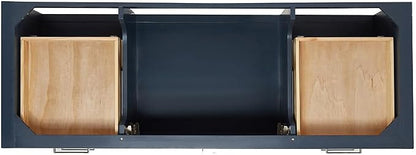 Olivia 60-Inch Midnight Blue Bathroom Vanity with Rectangular Sink, 1.5" Italian Carrara Marble Countertop & Backsplash, 2 Soft-Closing Doors, 6 Dovetail Drawers, Brushed Nickel