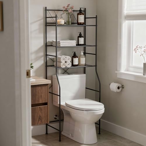 Home Zone Living Over-the-Toilet Bathroom Storage Cabinet Organizer
