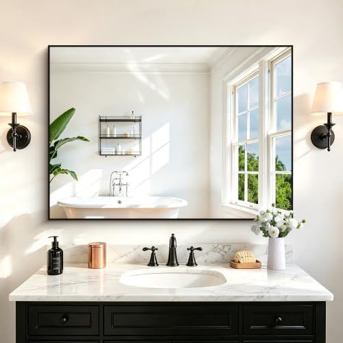 COFENY 30x42 Black Bathroom Mirror, Rectangle Vanity Mirrors for Over Sink