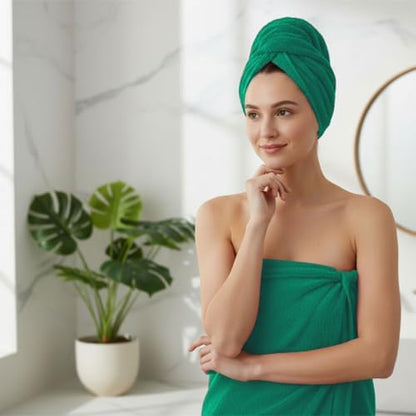 8 Piece Bath Towels for Bathroom - 100% Cotton, Soft Absorbent Bathroom Towels Set - 2 Extra Large Bath Towels, 2 Hand Towels & 4 Washcloths - Hotel Spa Thick Plush Towel, Kelly Green