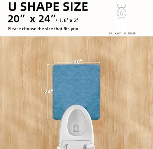 TYUU Thin Toilet Rug, Bathroom Rugs Non Slip, 20x24 U Shape Denim Blue