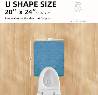 TYUU Thin Toilet Rug, Bathroom Rugs Non Slip, 20x24 U Shape Denim Blue