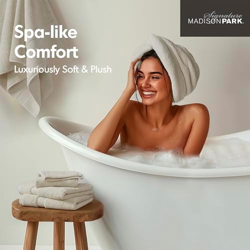 Madison Park Cotton Bath Sheet 2 Piece Oversized, 800GSM, 34" x 68" Natural