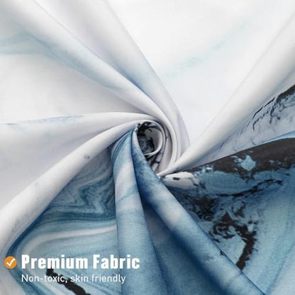 Blue Marble Fabric Shower Curtain, Abstract Watercolor, 54 x 78 Inches