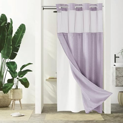 Gibelle No Hook Cloth Lavender Shower Curtain with Liner, 36x74