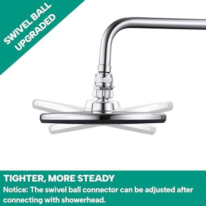 Heavy Duty Shower Head Swivel Ball Adapter, Solid Brass Shower Head Swivel Adapter Chrome Polished, Adjustable Shower Arm Connector Universal Shower Assembly Shower Arm Extension...
