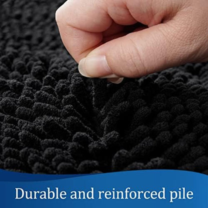 LOCHAS Luxury Bathroom Rug Shaggy Bath Mat 24 x 70 Inch, Black