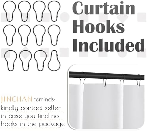 jinchan Boho Shower Curtain Grey and White 70x72 Inch 12 Hooks