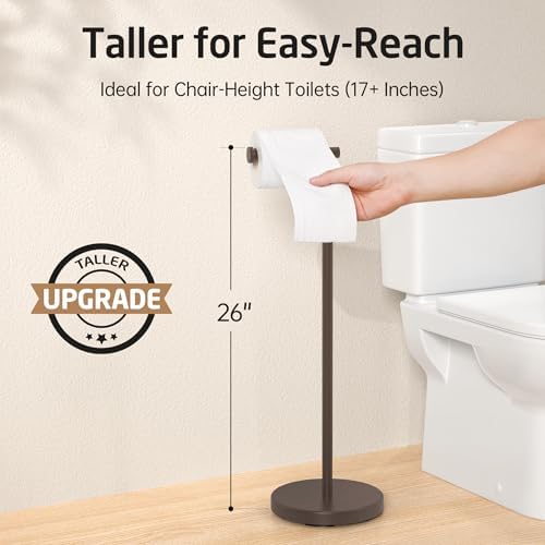 KES Bronze Toilet Paper Holder Stand, 26" H Free Standing, Heavy Base