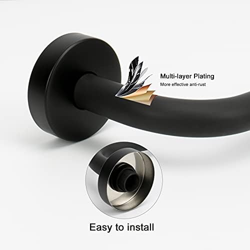 NearMoon S Shaped Shower Head Riser Arm, Shower Extender Arm with Flange, Standard 1/2" Connection- Bathroom Accessory (10 Inch, Matte Black)
