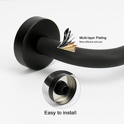 NearMoon S Shaped Shower Head Riser Arm, Shower Extender Arm with Flange, Standard 1/2" Connection- Bathroom Accessory (10 Inch, Matte Black)