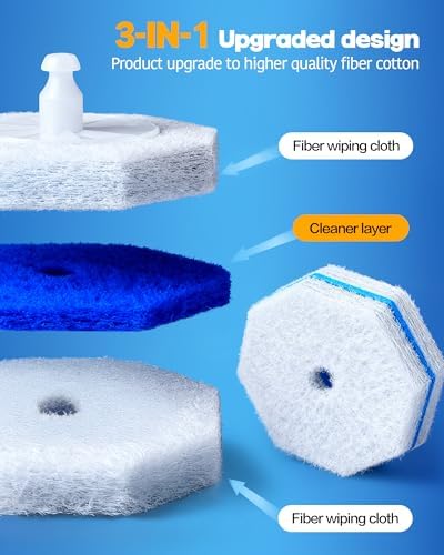 100 pack disposable toilet brush refills compatible with Clorox toilet brushes, water-activated foam, secure snap-on fit, non-scratch cleaning pads, hygienic disposable brush heads