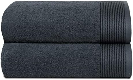 Belizzi Home Ultra Soft 2 Pack Oversized Bath Towel Set 28x55 inche, 100% Cotton Large Bath Towel, Ultra Absorbant Compact Quickdry & Lightweight Towel, Ideal for Gym Travel Camp Pool - Charcoal Grey