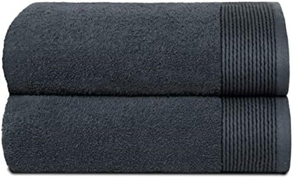 Belizzi Home Ultra Soft 2 Pack Oversized Bath Towel Set 28x55 inche, 100% Cotton Large Bath Towel, Ultra Absorbant Compact Quickdry & Lightweight Towel, Ideal for Gym Travel Camp Pool - Charcoal Grey