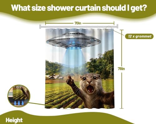 Extra Long 78 Inchs Shower Curtain Extra Tall Funny Otter XL Fun Teen Shower Curtains for Large Bathroom Decor Sets, Waterproof Cloth Fabric with Hooks, 70 x 78 Inch