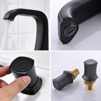 Modern 3-Hole Bathroom Faucet, Dual Handle Gold Mixer Tap, Hot & Cold Water, Elegant Design for Sink, Premium Quality, Luxury Gold Finish, Easy Installation