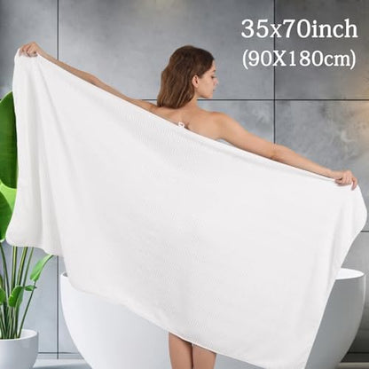 Ycosy 4 Pack Extra Large Microfiber Bath Towels Set,35x70 inches,600GSM,Less Lint Highly Absorbent Super Soft & Quick Dry,Oversized Bath Towels,Perfect for Bathroom Gym Pool,White