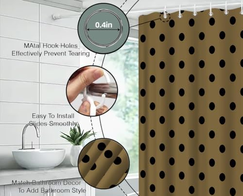 Polka Dot Shower Curtain Bathroom Decor 70x70 Inch with 12 Hooks,