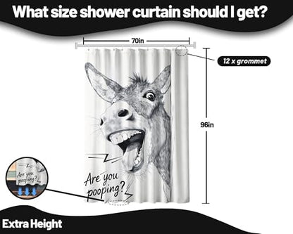 Extra Tall Shower Curtain XL Funny Donkey Cute, 70 x 96 Inchs