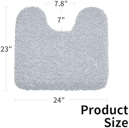 Disolla Toilet Mat 22x24 - Non Slip Fluffy U-Shaped Contour Rug, Ultra-Soft Plush Toilet Floor Mat, Absorbent & Machine Washable, Silver Grey