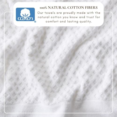 Great Bay Home Bath Towels - 100% Cotton 6 Piece Bath Sheet Set - Diamond Waffle Weave - Absorbent, Durable, Quick-Dry Towels for Bathroom (Optic White)