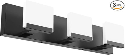 Ralbay LED Modern Black Vanity Light 3 Light Acrylic Matte Black Bathroom Vanity Wall Light Modern Black Bathroom Vanity Lighting Fixtures