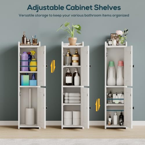 Lomojo Small Bathroom Storage Cabinet with 2 Doors, Toilet Organizer,White
