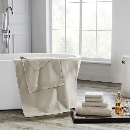 Modern Threads Waffle-Rib 6-Piece Towel Set – Premium Cotton Bath Towels, Ultra-Absorbent & Soft, Elegant Waffle Texture for Bathroom & Spa, Taupe