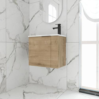 22" Vanity with Sink, 22 Inch Floating Bathroom Cabinet for Small Spaces, Soft Close Door, Modern Wall Mounted Vanity Set for Apartments, Toilet Storage Cabinet