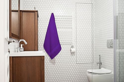 Bath Towels Pack of 6 – 24" x 48" – 100% Cotton Terry, Soft, Quick-Dry & Highly Absorbent – Purple Towels for Bathroom, Spa, Gym, Hotel, Pool & Everyday Use