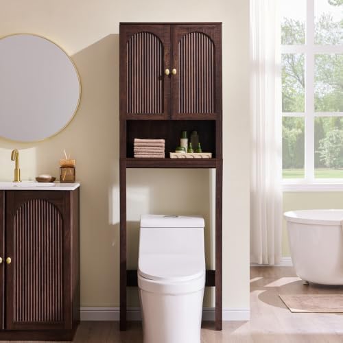 72" Over The Toilet Storage Cabinet, Wooden Bathroom Storage Cabinet, Brown