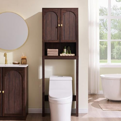 72" Over The Toilet Storage Cabinet, Wooden Bathroom Storage Cabinet, Brown